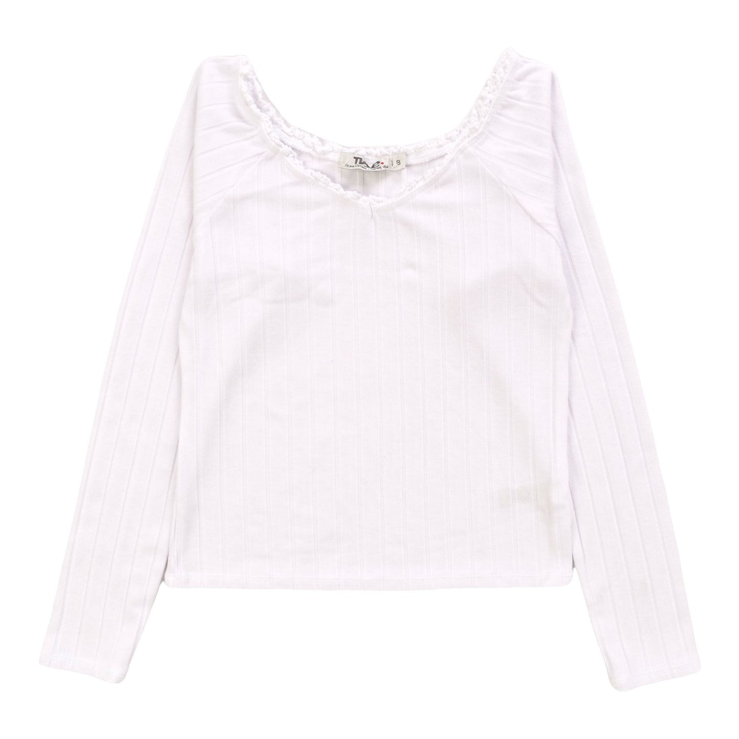 Ribbed Lace V-Neck Shirt