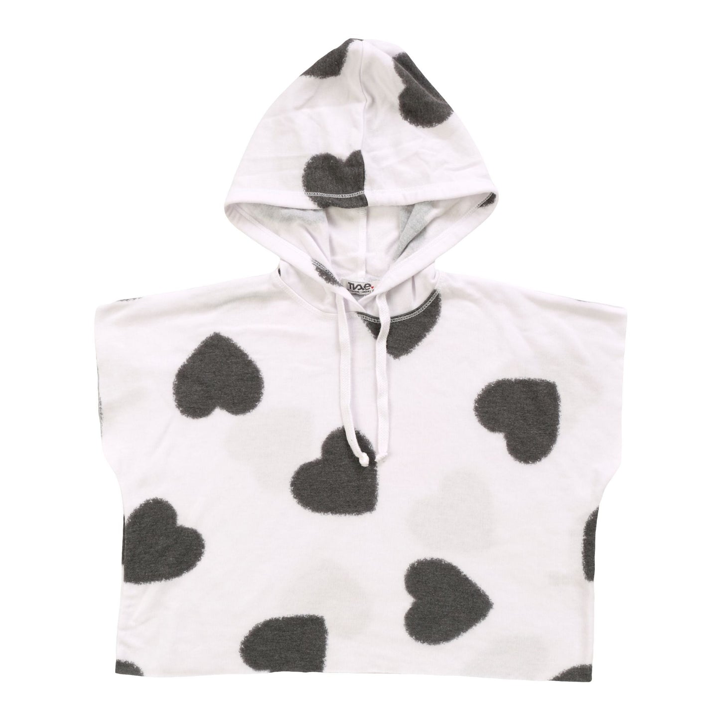 Heather Hooded Muscle Pullover (Black Fuzzy Heart Pattern)