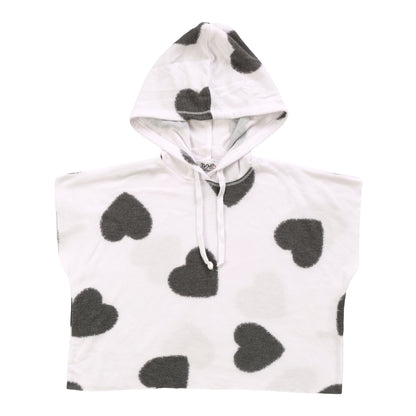 Heather Hooded Muscle Pullover (Black Fuzzy Heart Pattern)