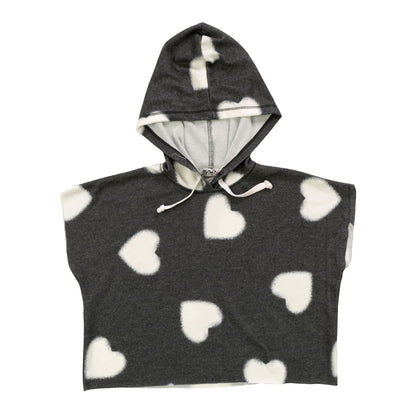 Hooded Muscle Pullover (White Fuzzy Heart Pattern)