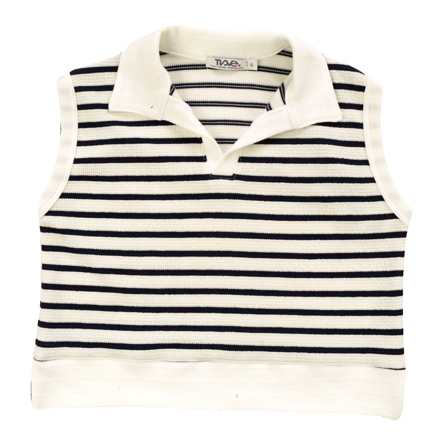 Sleeveless Collared Top (Black Stripes Pattern)