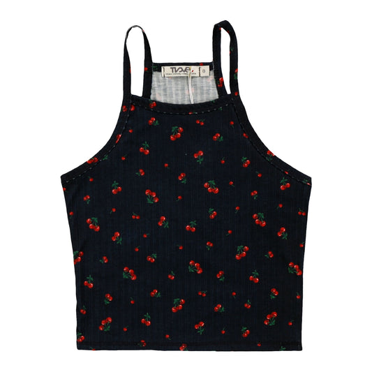 Ribbed Fitted Tank (Cherries Pattern)