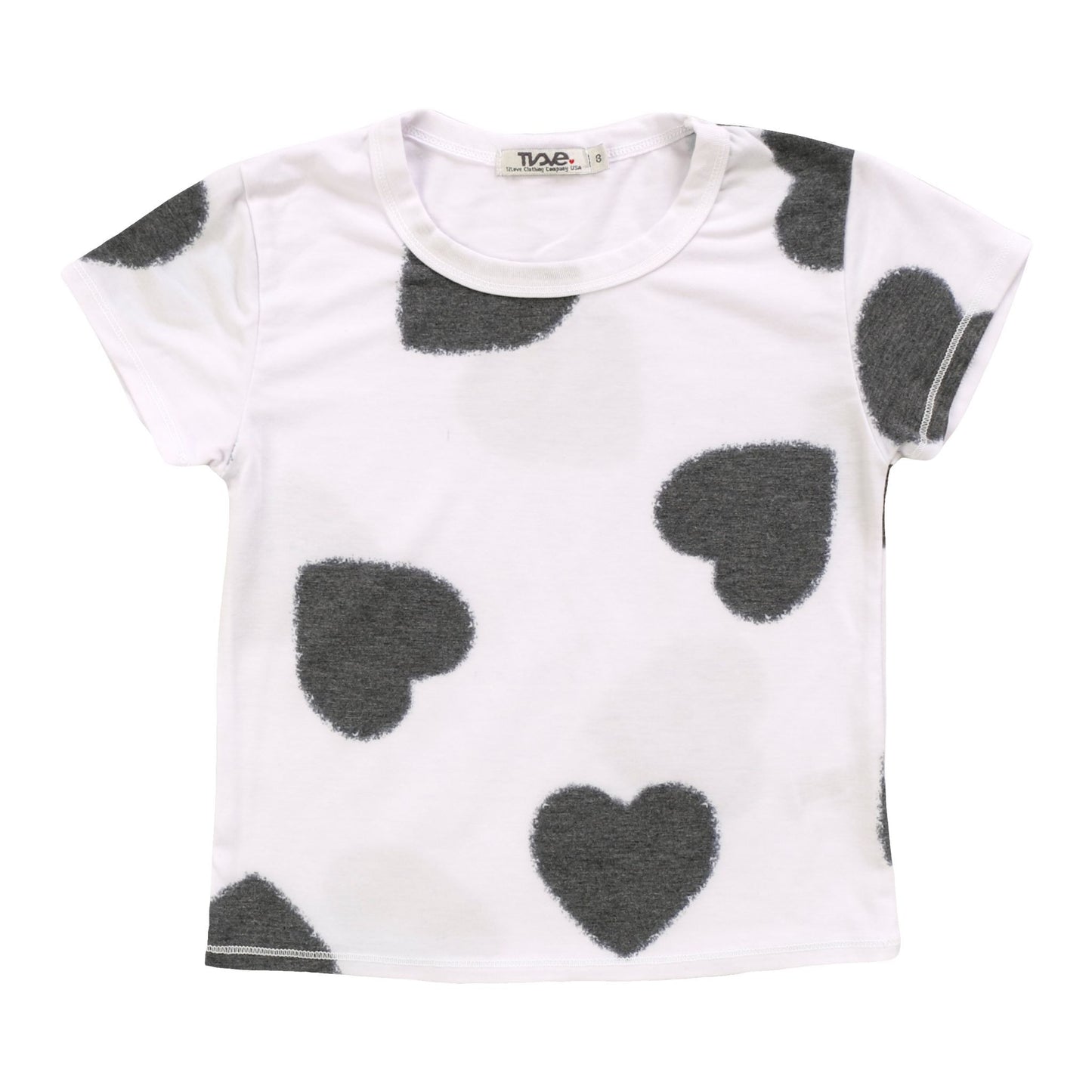 Heather Signature Cap Sleeve Tee (Black Fuzzy Heart Pattern)