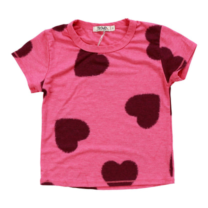 Heather Signature Cap Sleeve Tee (Black Fuzzy Heart Pattern)