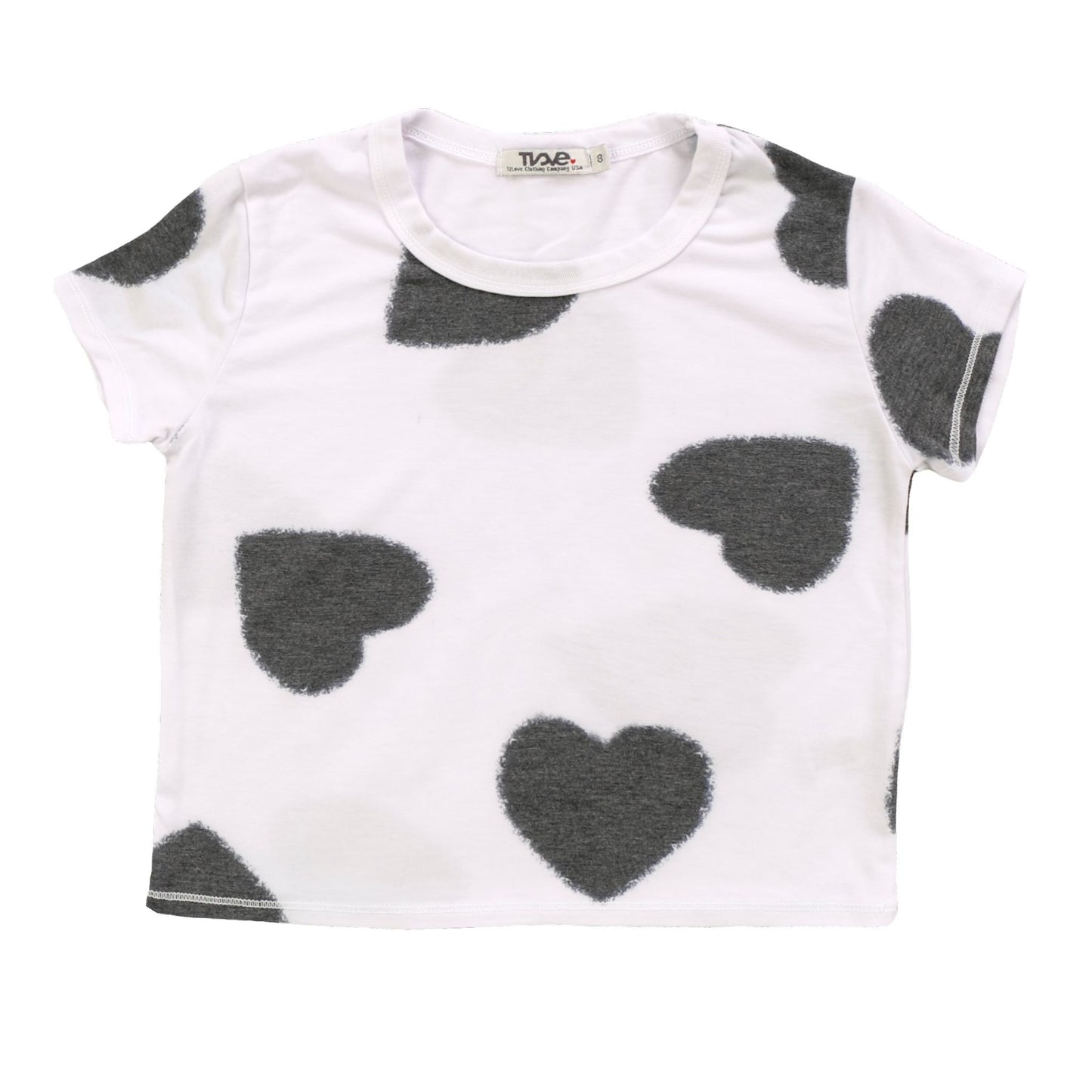 Heather Boxy Top (Black Fuzzy Heart Pattern)