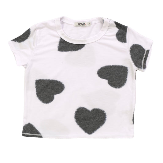 Heather Boxy Top (Black Fuzzy Heart Pattern)