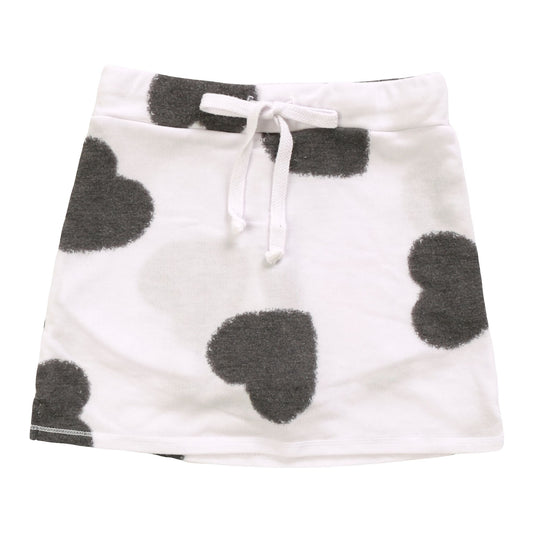 Heather Mini Skirt Shorts (Black Fuzzy Heart Pattern)