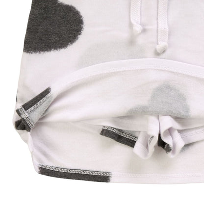 Heather Mini Skirt Shorts (Black Fuzzy Heart Pattern)