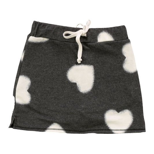 Mini Skirt Shorts (White Fuzzy Heart Pattern)