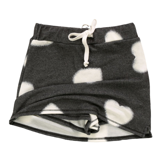 Mini Skirt Shorts (White Fuzzy Heart Pattern)