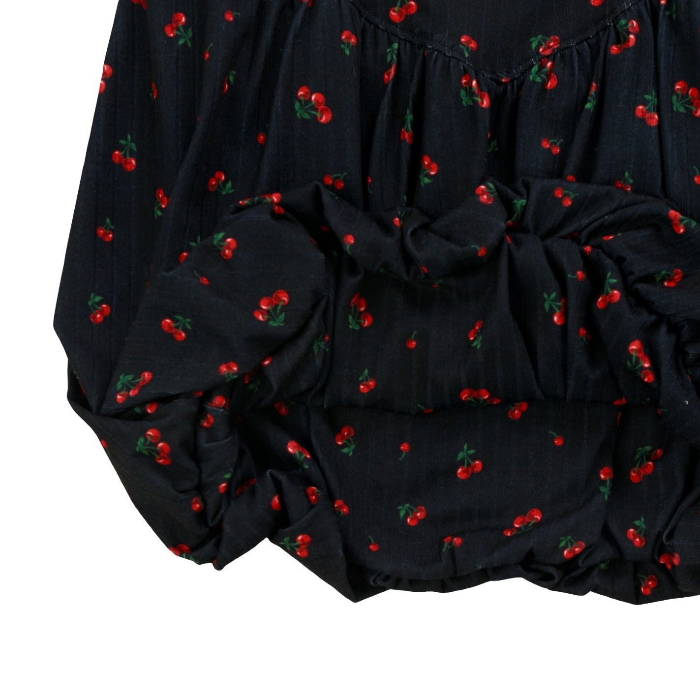 Ribbed Tie-Strap Bubble Dress (Cherries Pattern)