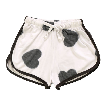 Heather Weekendz Shorts (Black Fuzzy Heart Pattern)