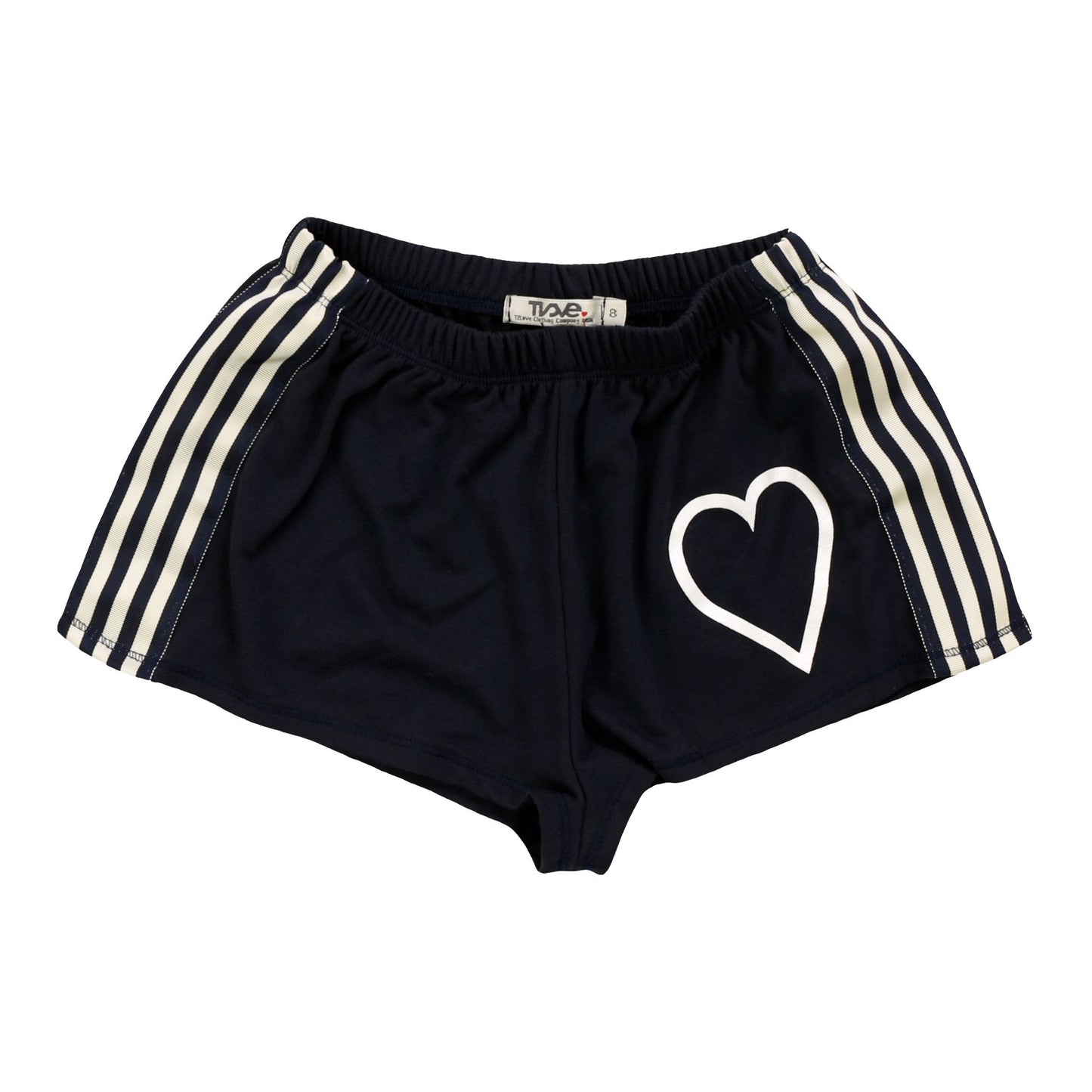 Shorts with Sports Trim (White Heart Outline Print)