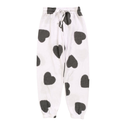 Heather Athletic Pants (Black Fuzzy Heart Pattern)