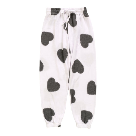 Heather Athletic Pants (Black Fuzzy Heart Pattern)