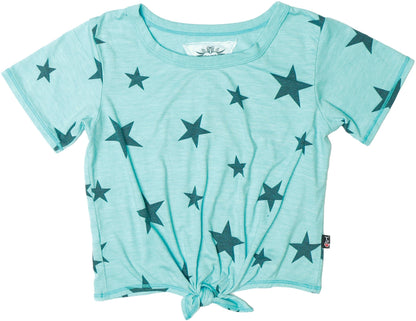 Tie-Front Tee (Charcoal Stars Pattern)
