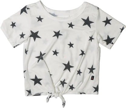 Tie-Front Tee (Charcoal Stars Pattern)