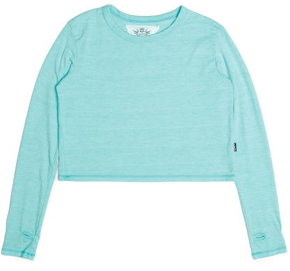 Heather Long-Sleeved Boxy Tee with Thumbholes