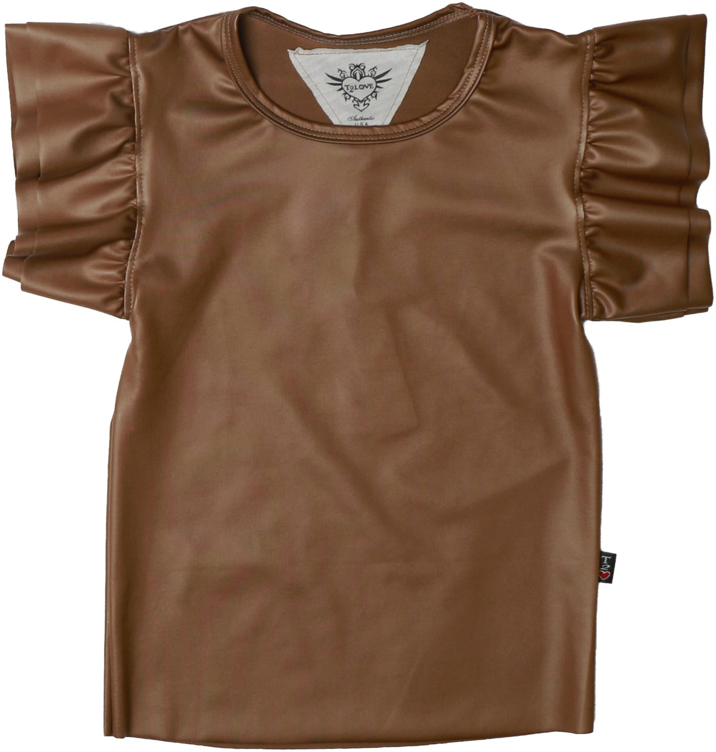 Double Ruffle-Sleeve Tee (Pleather)