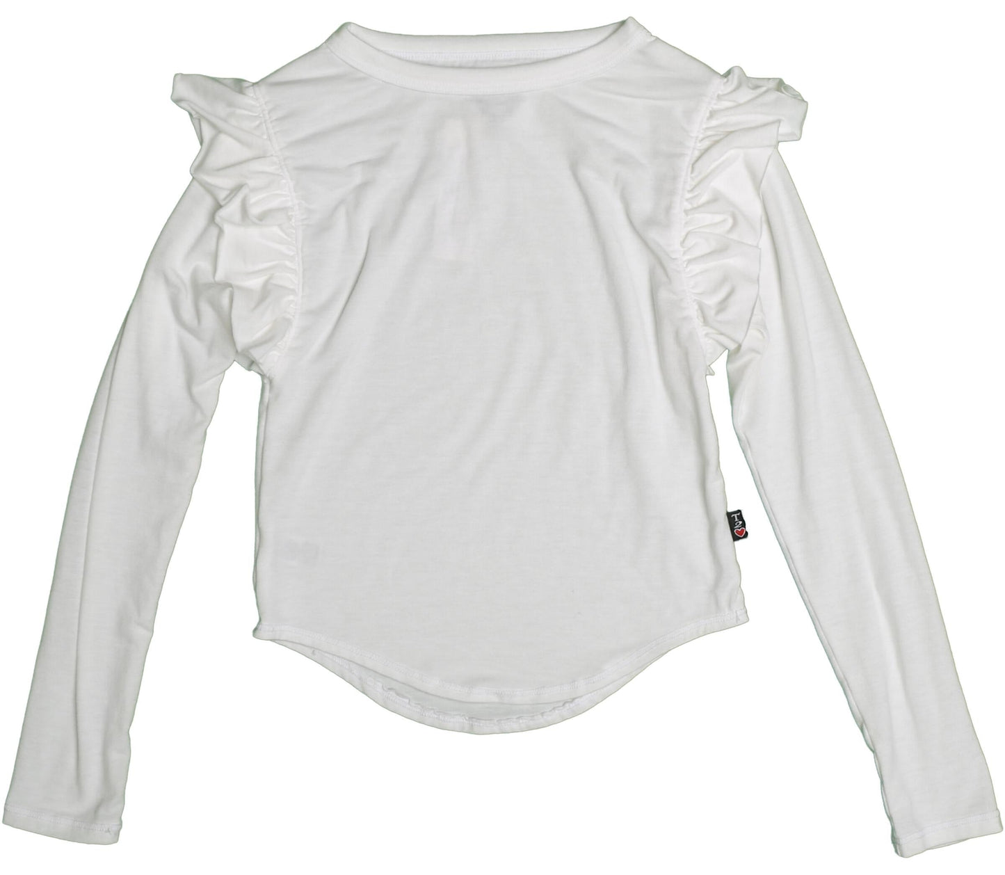 Heather Ruffle-Shoulder Long-Sleeved Shirt