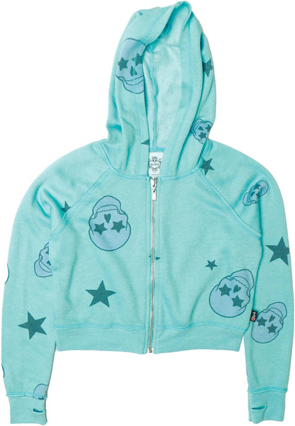 Signature Hooded Jacket with Thumbholes (Pink Skulls Pattern)
