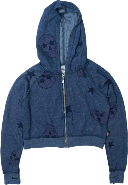 Signature Hooded Jacket with Thumbholes (Pink Skulls Pattern)
