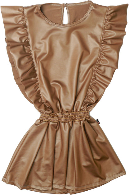 Sleeveless Ruffle Bodice Dress (Pleather)