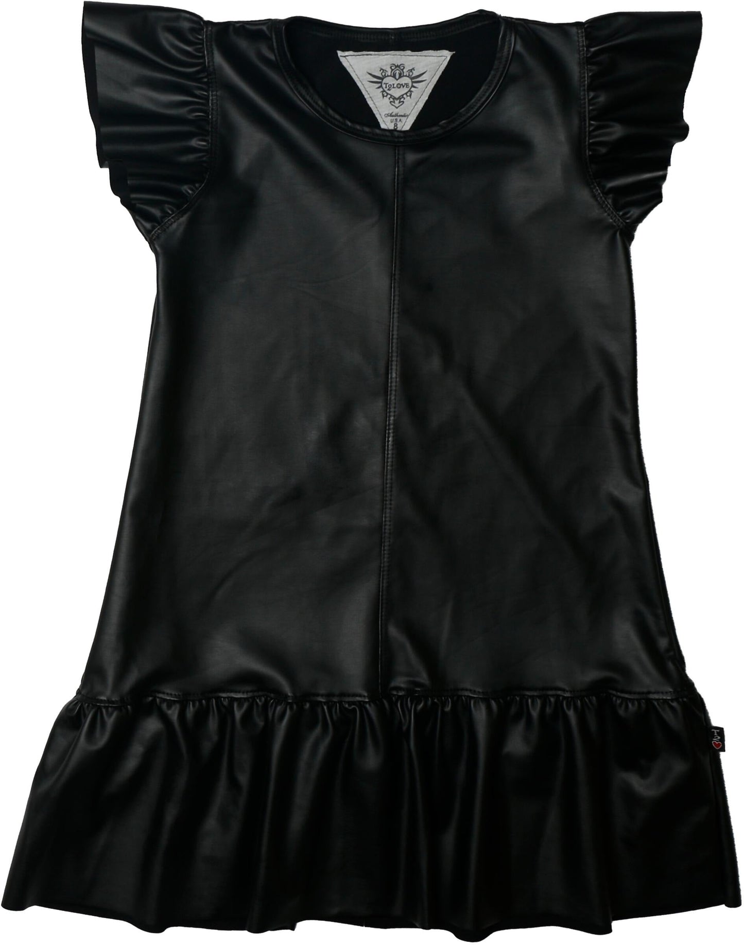 Ruffle-Sleeve Ruffle Dress (Pleather)