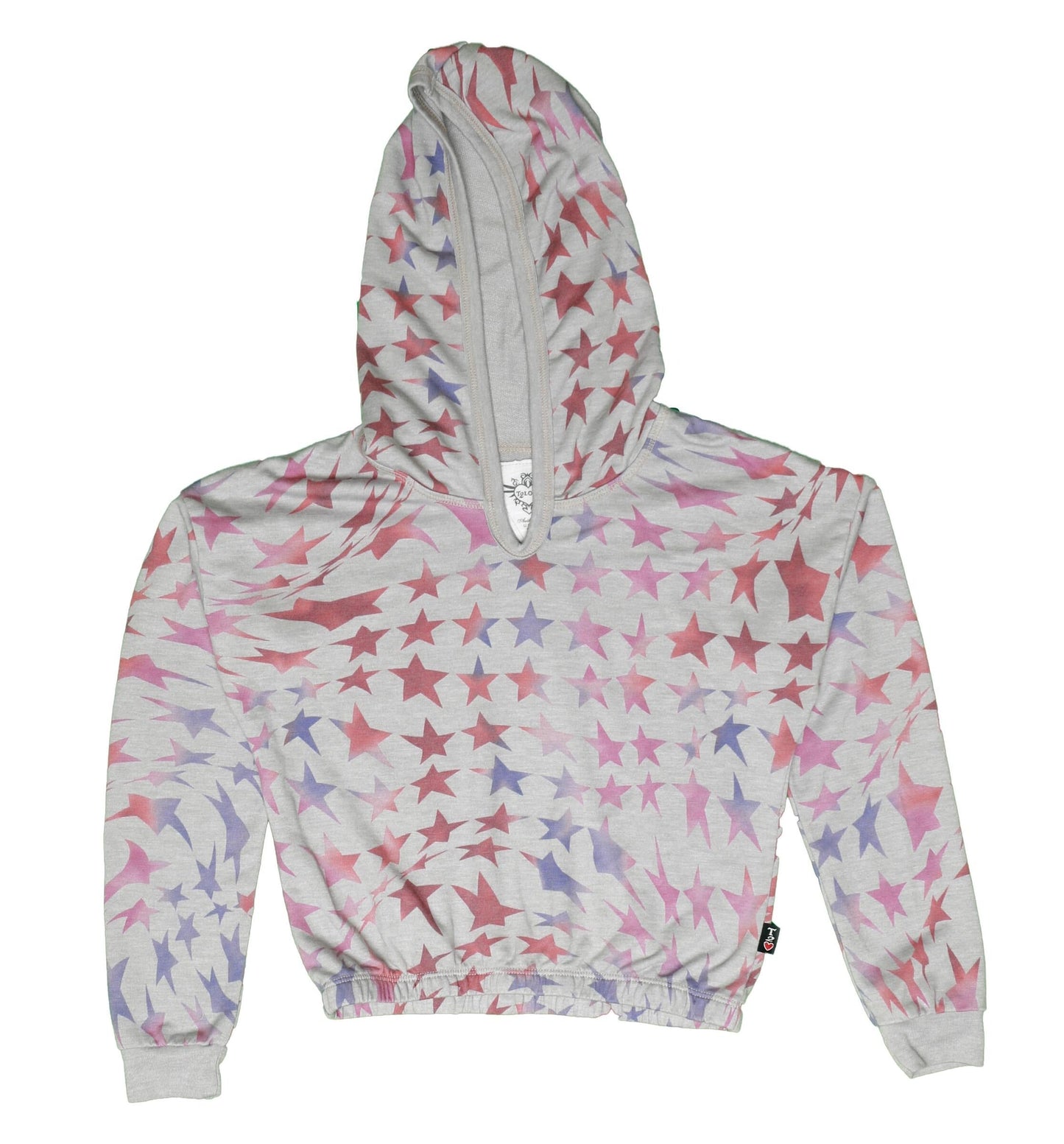 Hooded Long-Sleeve Top (Psychedelic Stars Pattern)