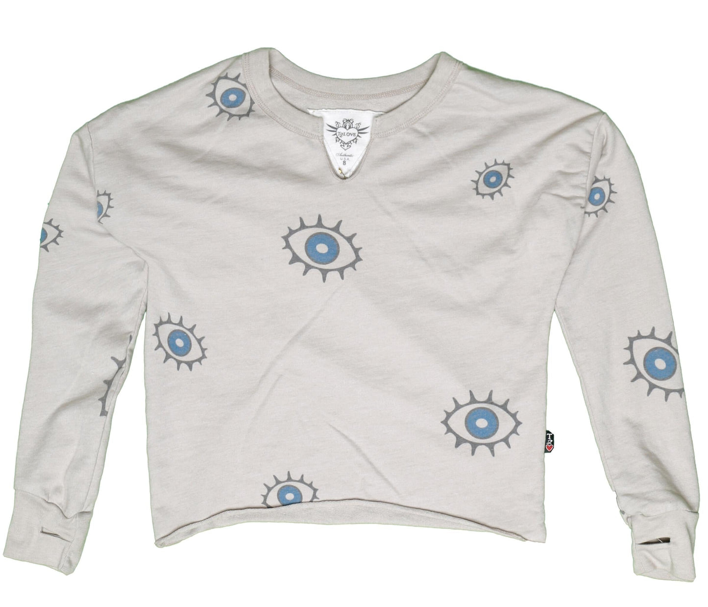 Cut-Neck Top with Thumbholes (Evil Eye Pattern)