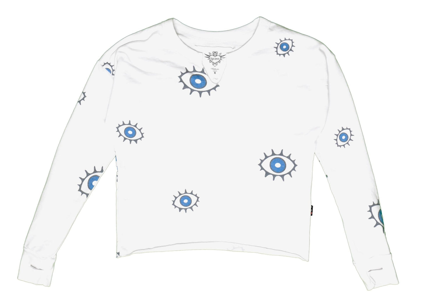 Cut-Neck Top with Thumbholes (Evil Eye Pattern)