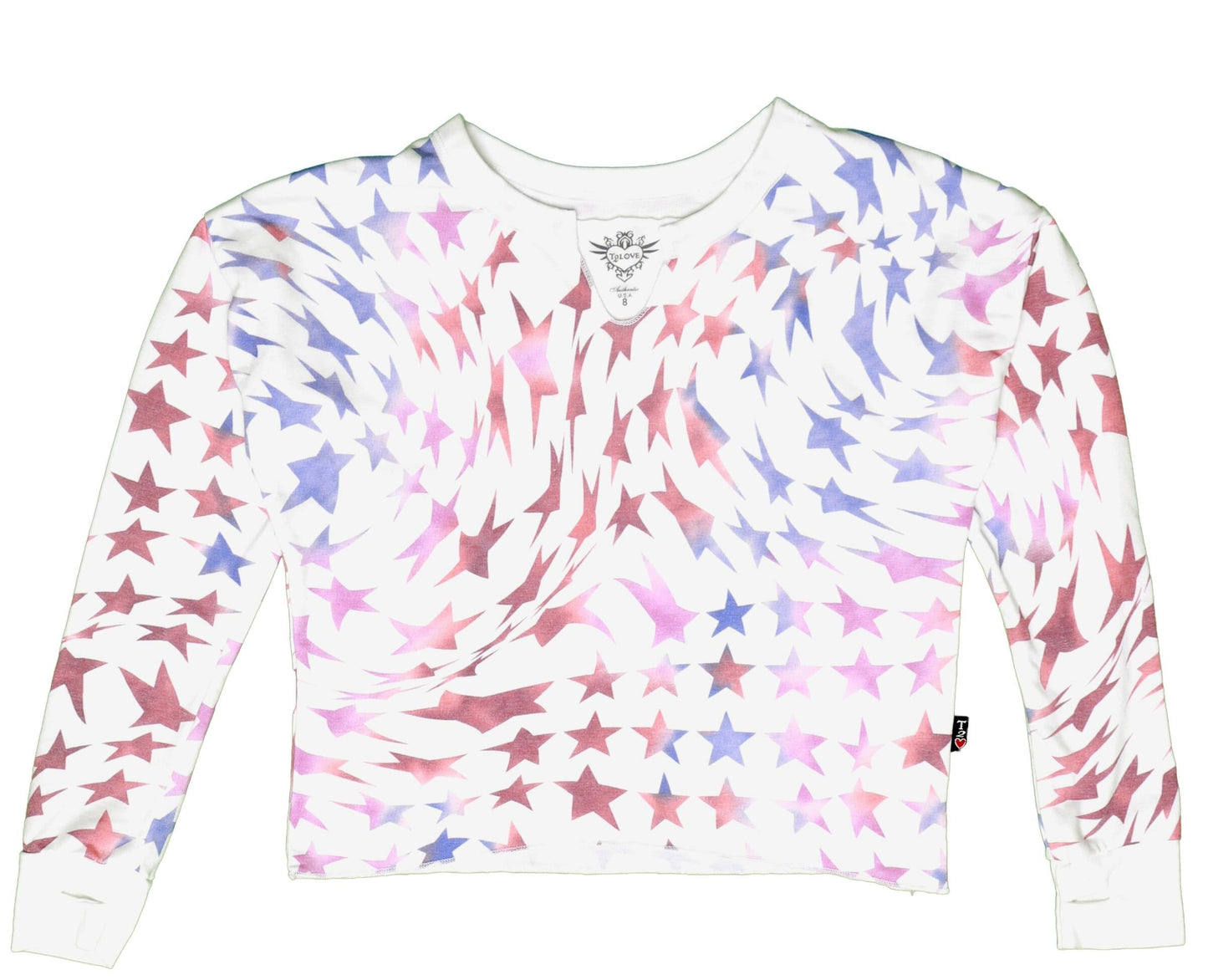 Cut-Neck Top with Thumbholes (Psychedelic Stars Pattern)