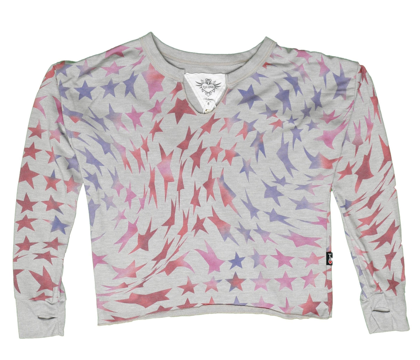 Cut-Neck Top with Thumbholes (Psychedelic Stars Pattern)