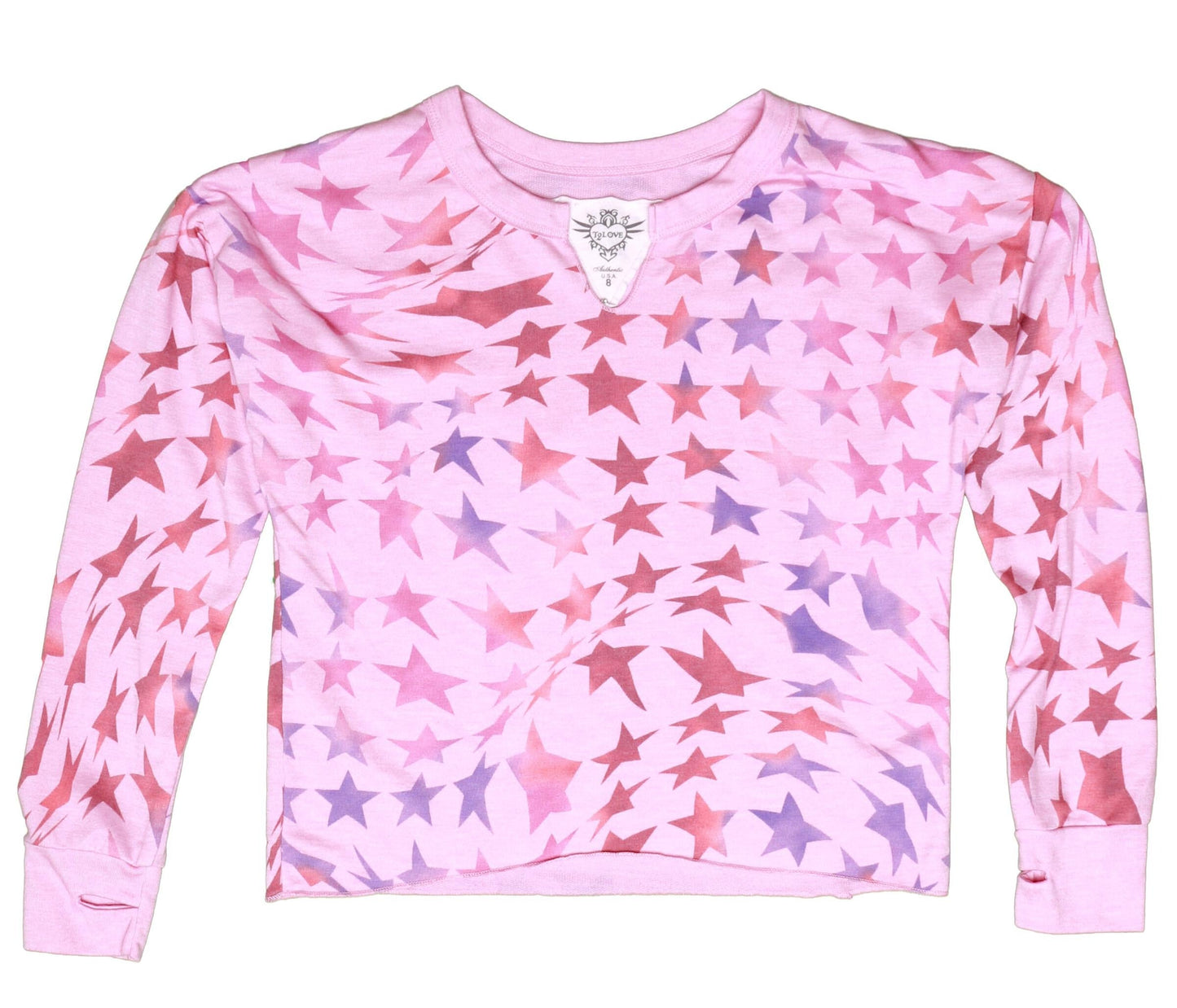 Cut-Neck Top with Thumbholes (Psychedelic Stars Pattern)