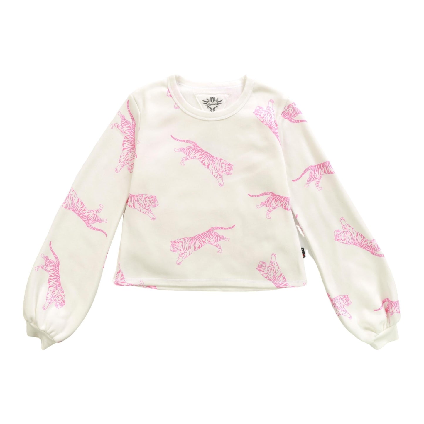 Puffy Long-Sleeve Crewneck Shirt (Tiger Pattern)