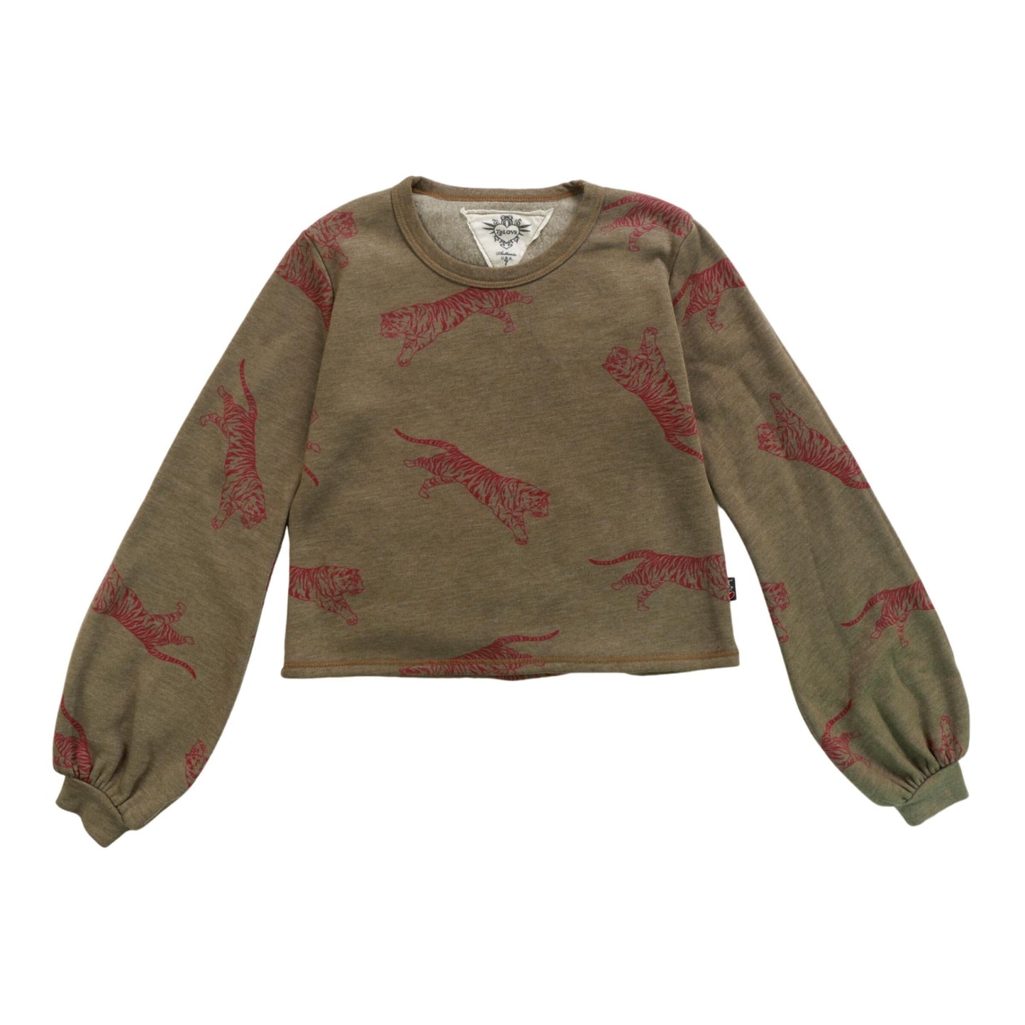 Puffy Long-Sleeve Crewneck Shirt (Tiger Pattern)