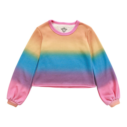 Puffy Long-Sleeve Crewneck Shirt (Multi-Colored Ombre)