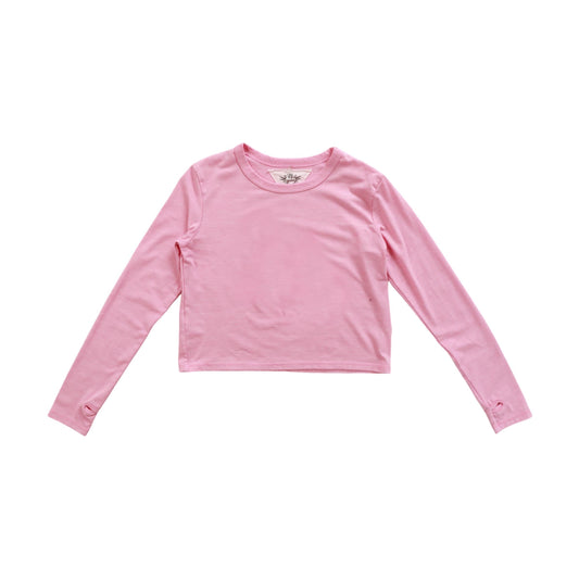 Heather Long-Sleeved Boxy Tee with Thumbholes