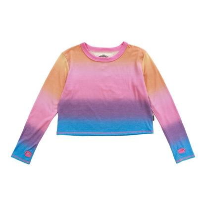 Long-Sleeved Boxy Tee with Thumbholes (Multi-Colored Ombre)