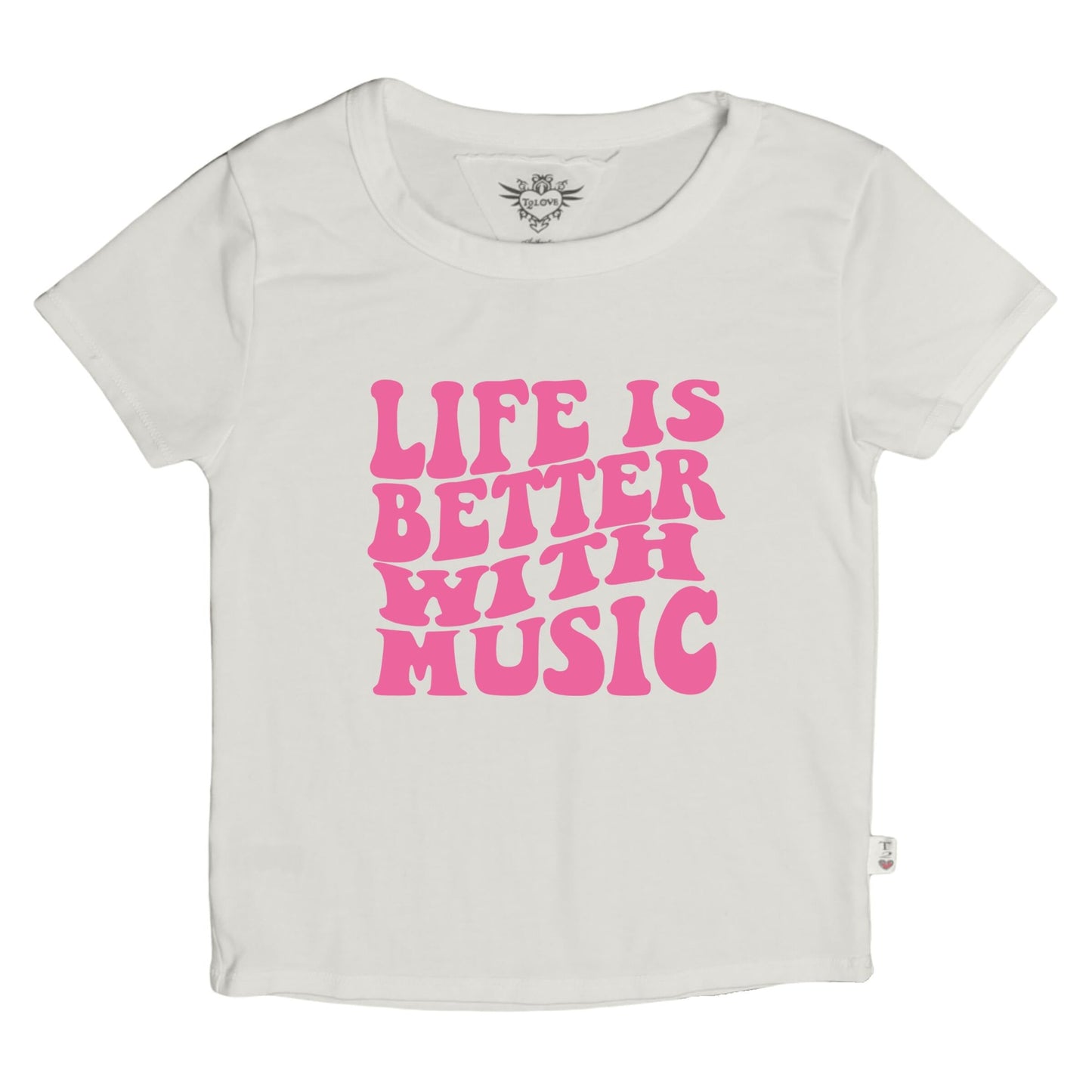 Signature Cap Sleeve Tee ("LIFE IS BETTER WITH MUSIC")