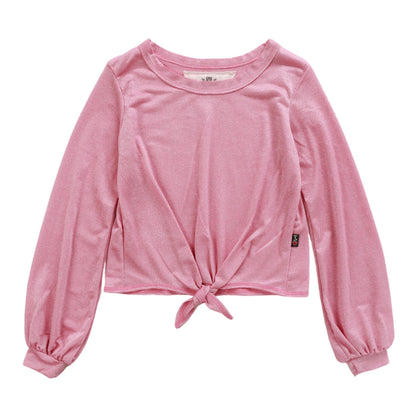 Puffed Long-Sleeved Tie-Front Top