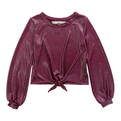 Puffed Long-Sleeved Tie-Front Top