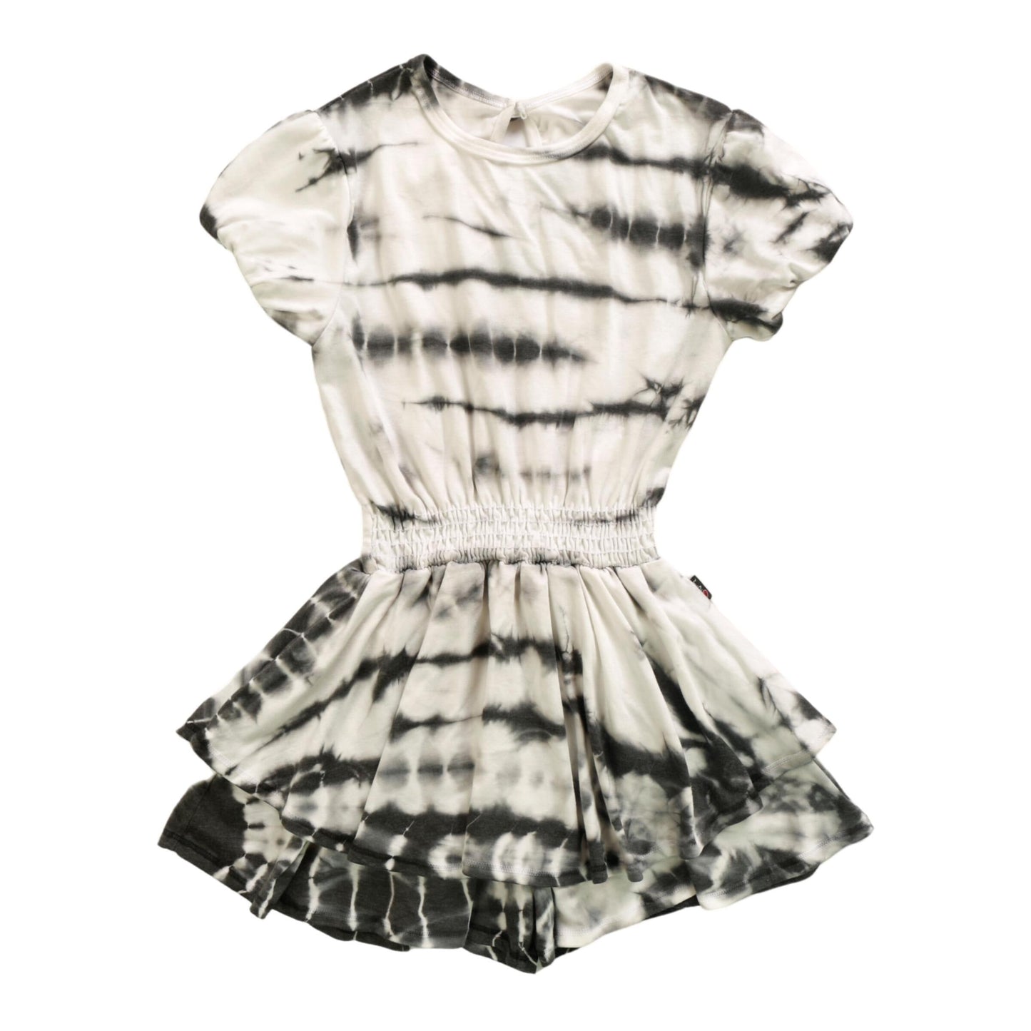 Double-Layer Puff-Sleeve Romper (Bamboo Tie-Dye)