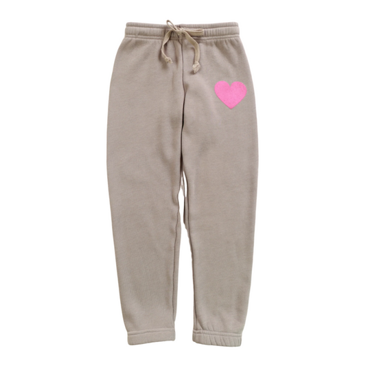 Athletic Pants (Reversed-Fabric Mini Pink Heart Print)