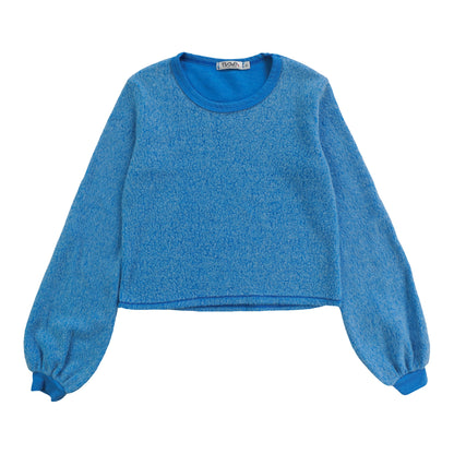 Puffy Long-Sleeve Crewneck Shirt (Reversed-Fabric)