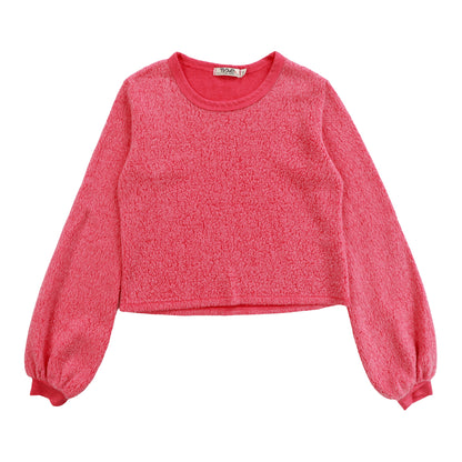 Puffy Long-Sleeve Crewneck Shirt (Reversed-Fabric)