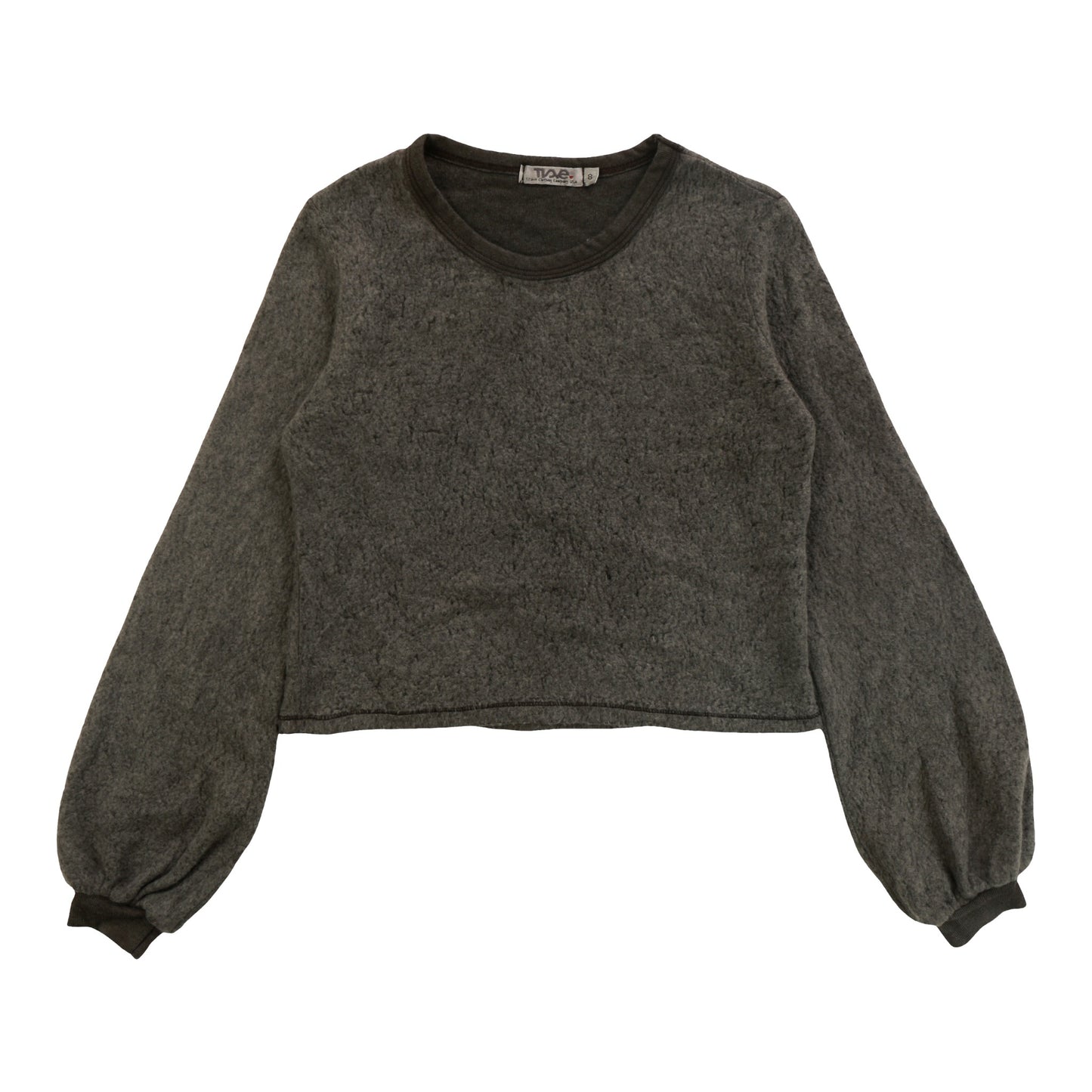 Puffy Long-Sleeve Crewneck Shirt (Reversed-Fabric)