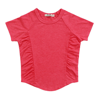 Heather Gathered-Texture Tee