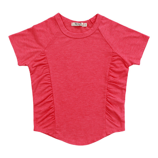 Heather Gathered-Texture Tee