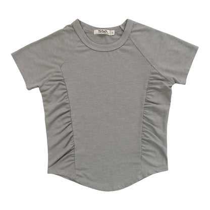 Heather Gathered-Texture Tee